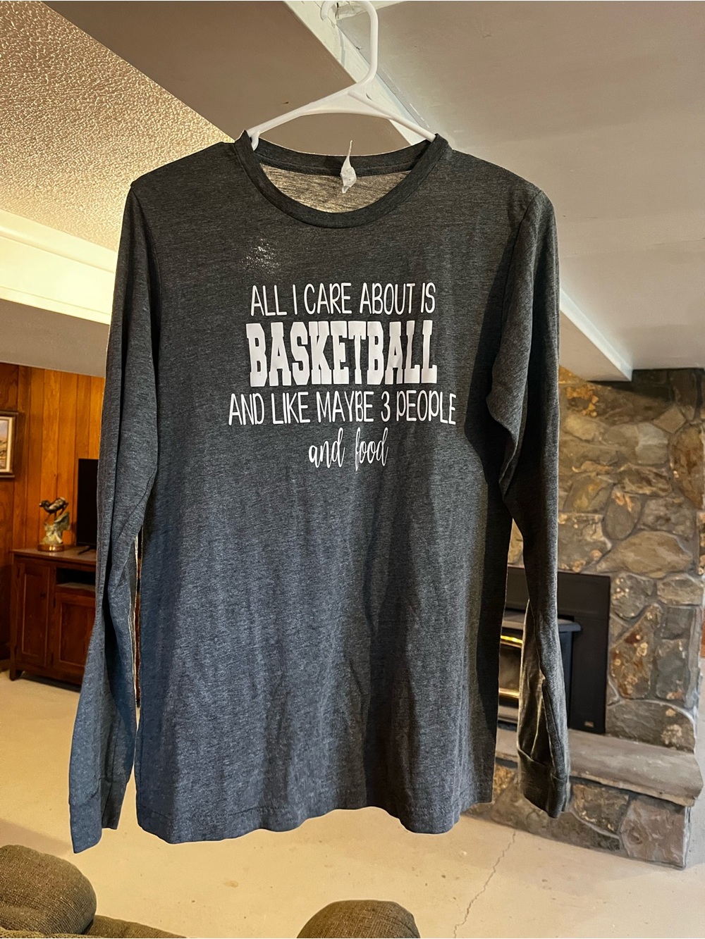 Bella Canvas Dark Gray Long-Sleeve Basketball Graphic Tee
